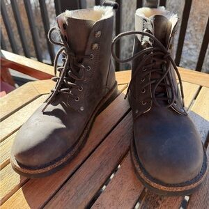 Birkenstock Gray Sherpa Lined Leather Boots